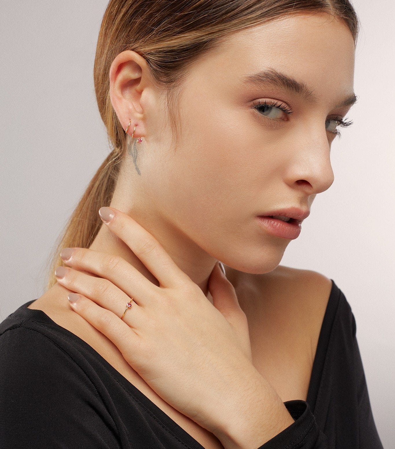 PIERCING TWIST DE ORO Y TURMALINA ROSA-LJ1.OA.11.GL.003.A.D