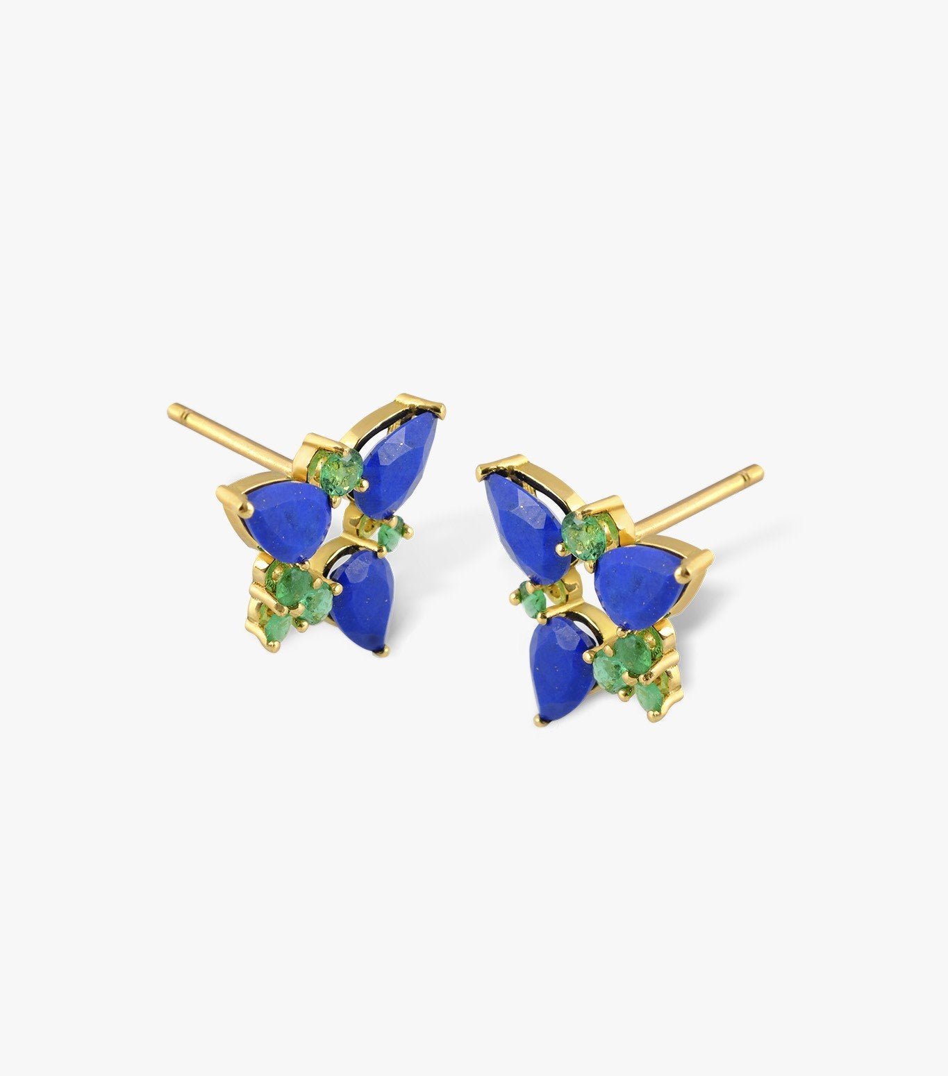 PENDIENTES DE ORO CON ESMERALDA Y LAPISLAZULI