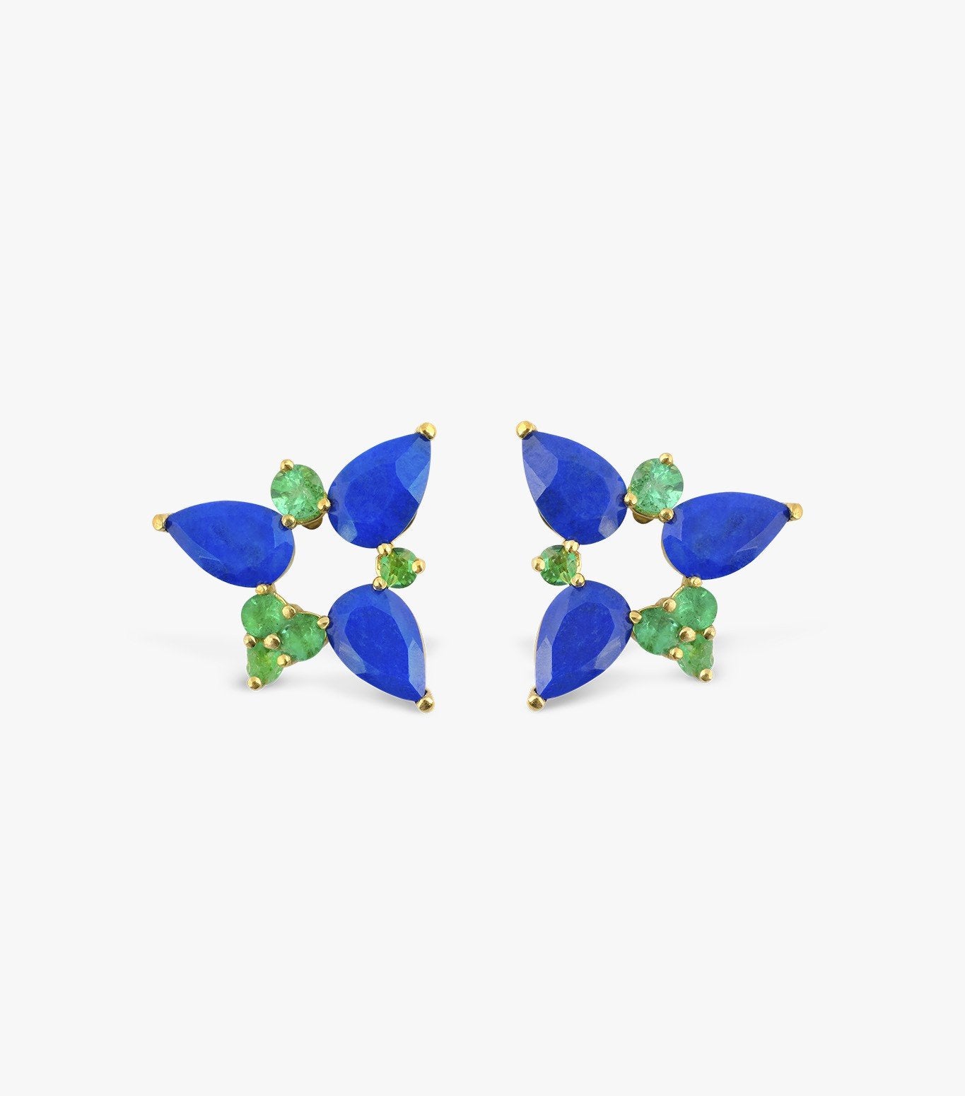 PENDIENTES DE ORO CON ESMERALDA Y LAPISLAZULI