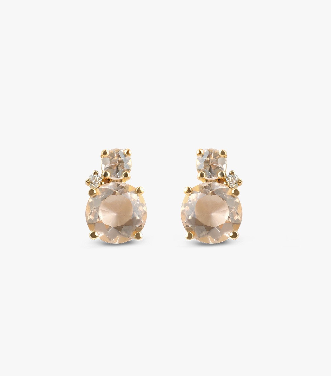 PENDIENTES DE ORO ROSA CON MORGANITA Y DIAMANTES