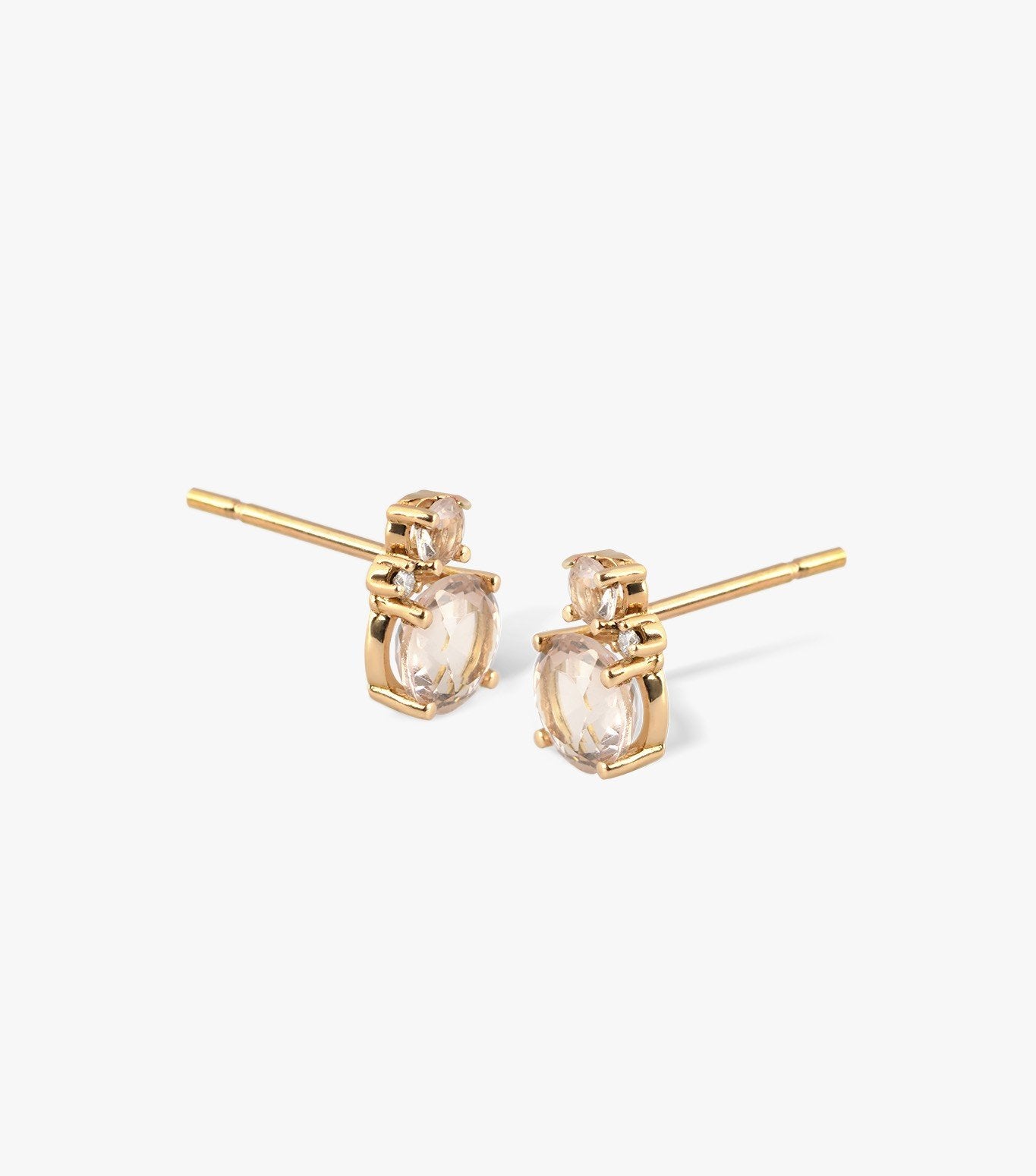 PENDIENTES DE ORO ROSA CON MORGANITA Y DIAMANTES