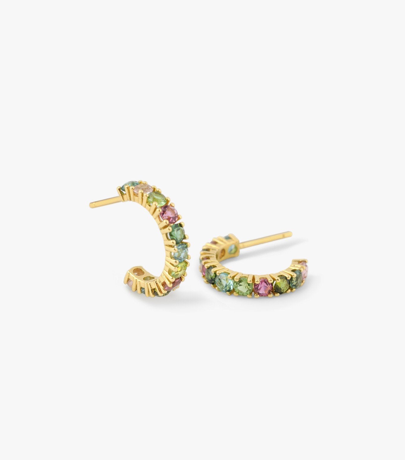 PENDIENTES ARO DE ORO Y TURMALINA MULTICOLOR