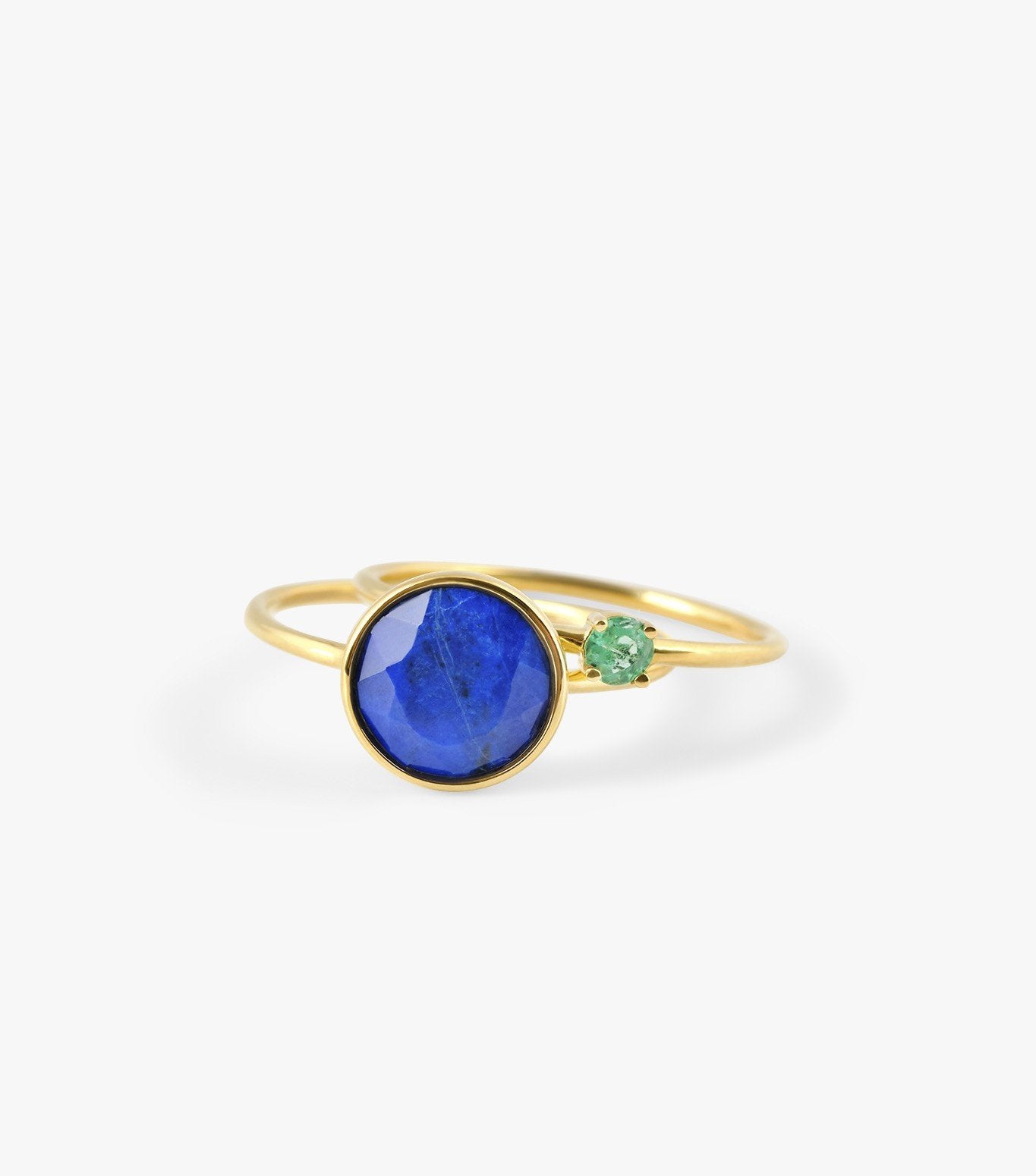 ANILLO DOBLE DE ORO CON ESMERALDA Y LAPISLAZULI-LJ2.OA.21.BL.002.20