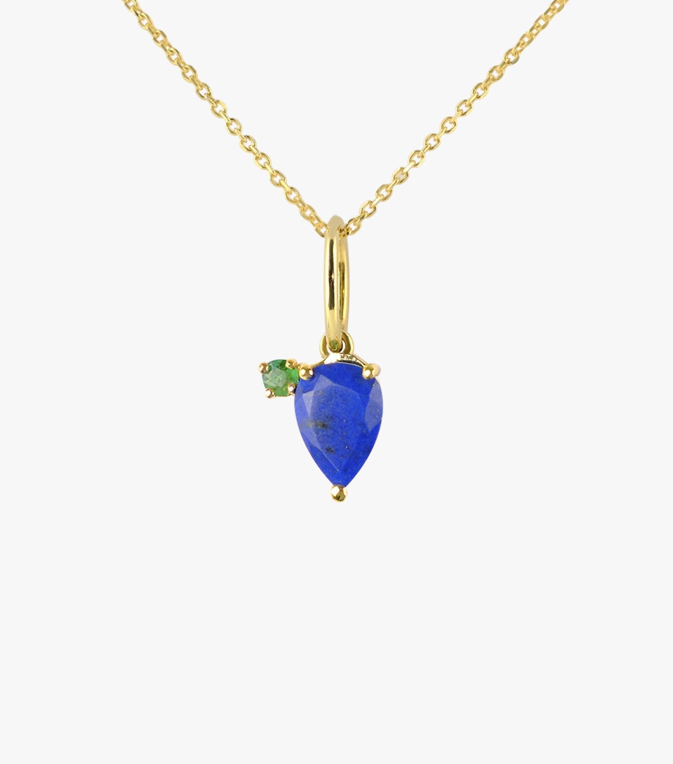 COLGANTE DE ORO CON ESMERALDA Y LAPISLAZULI