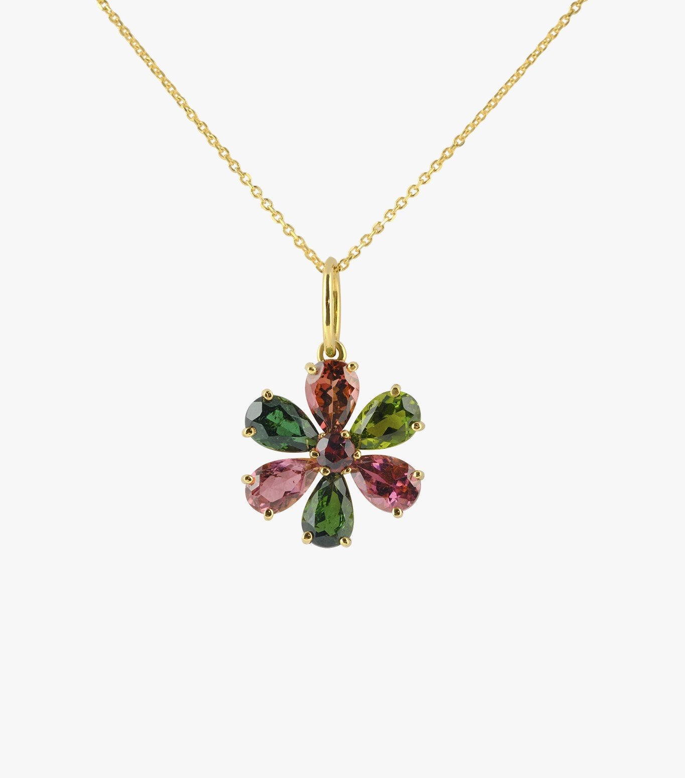 COLGANTE ROSETÓN DE ORO Y TURMALINA MULTICOLOR
