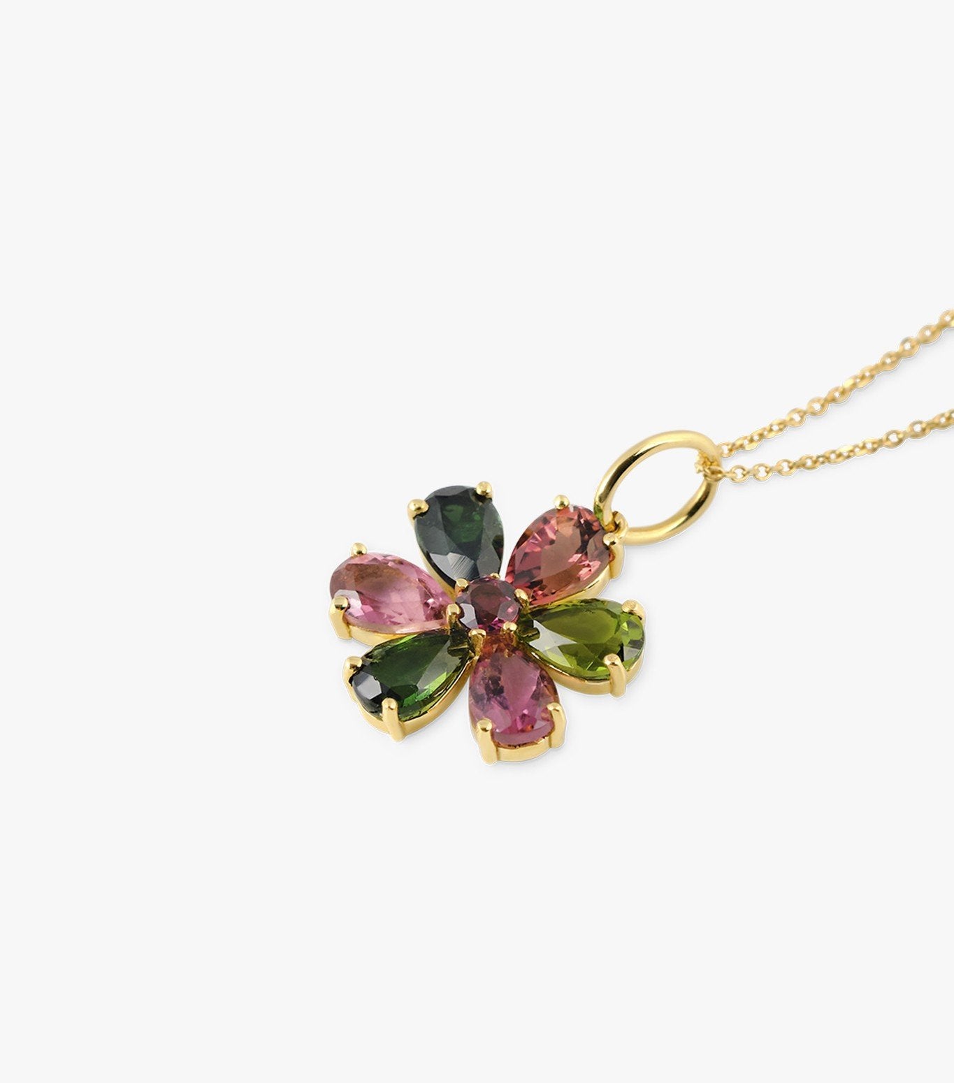 COLGANTE ROSETÓN DE ORO Y TURMALINA MULTICOLOR