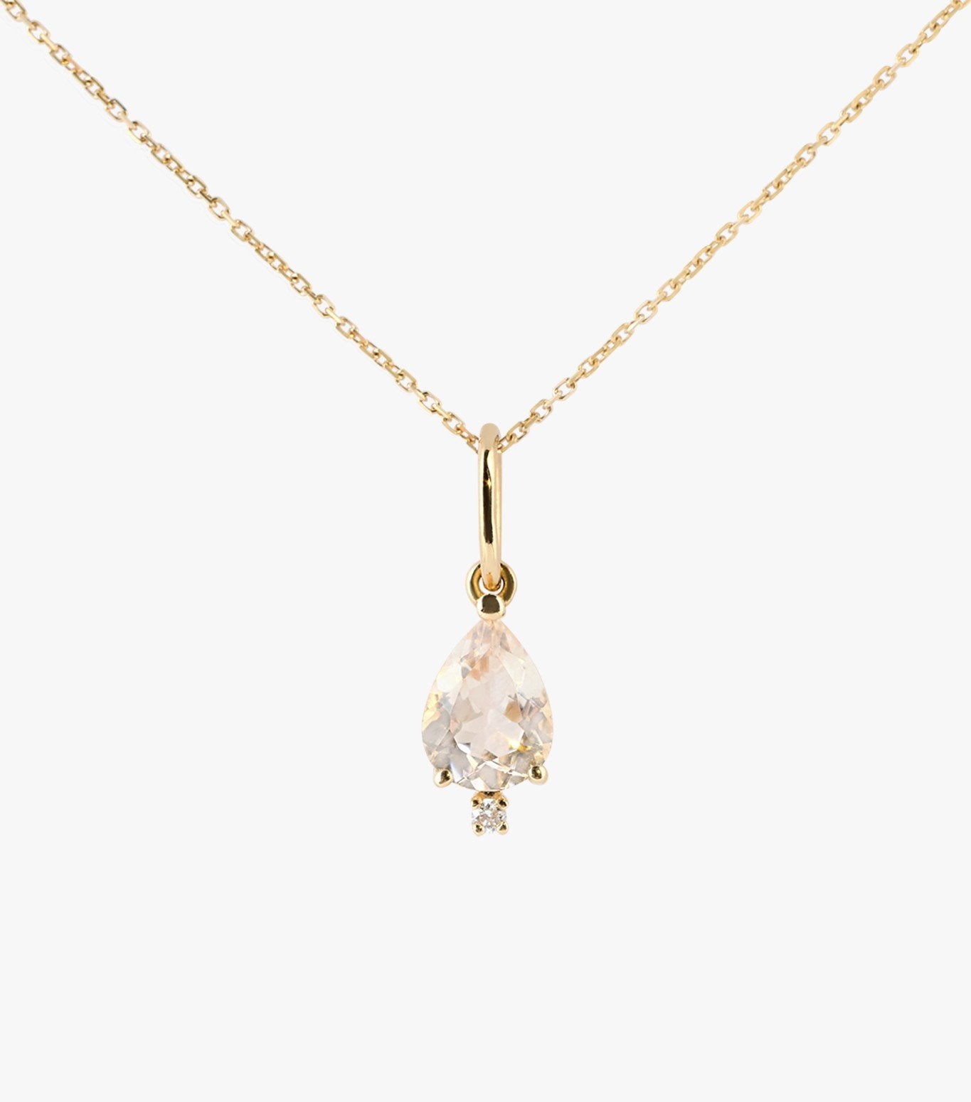 COLGANTE DE ORO ROSA CON MORGANITA Y DIAMANTE