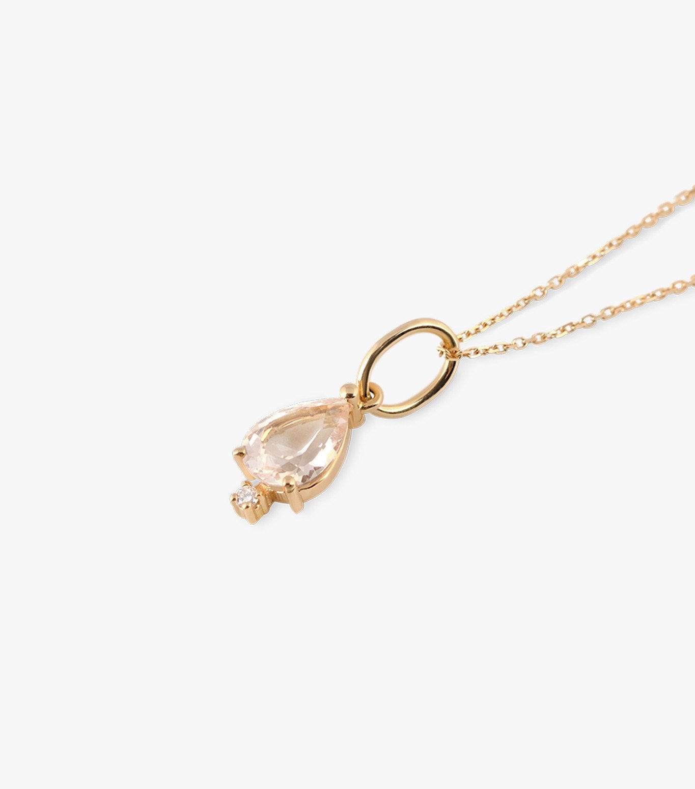COLGANTE DE ORO ROSA CON MORGANITA Y DIAMANTE