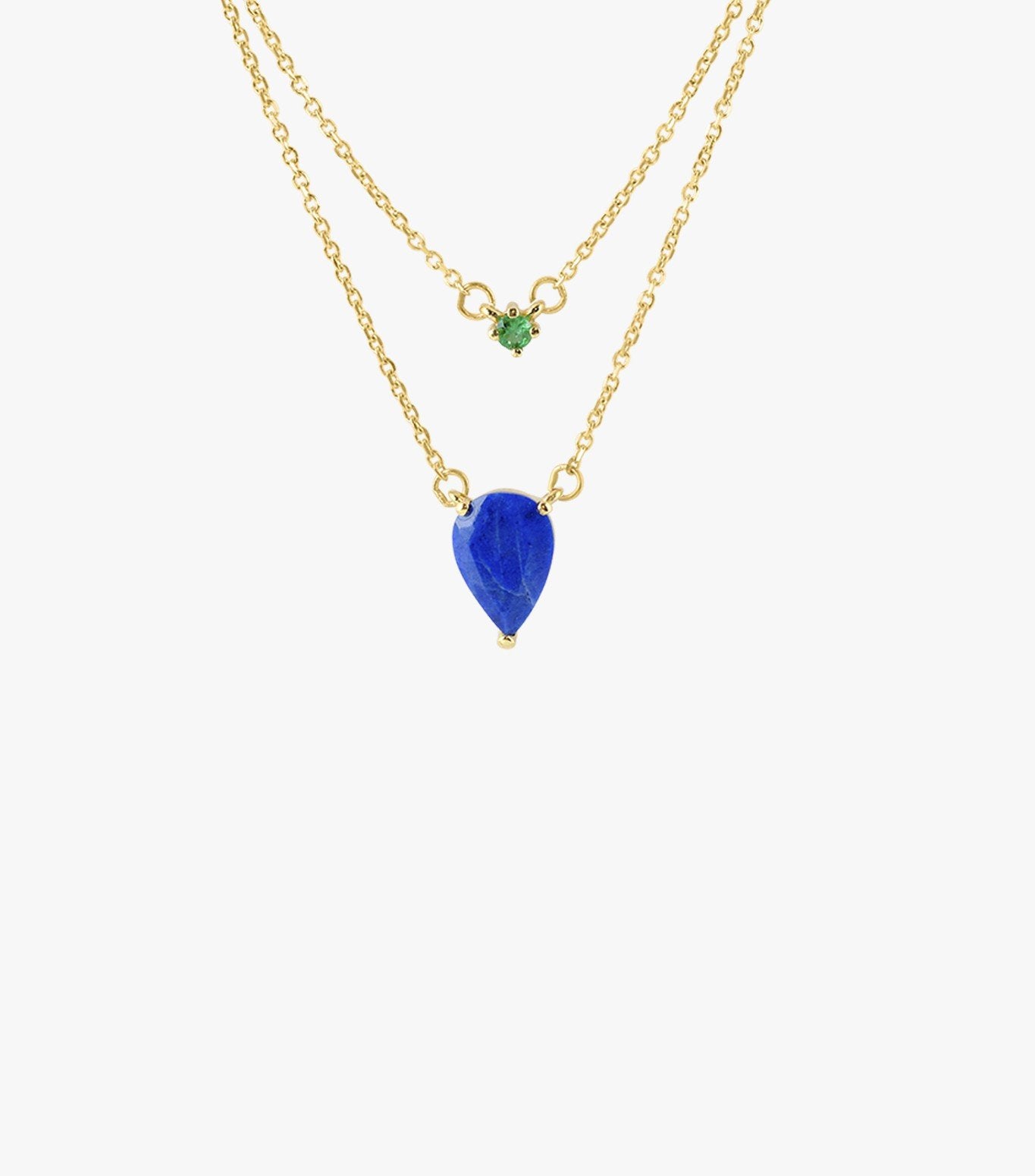 COLLAR DOBLE CON ESMERALDA Y LAPISLAZULI