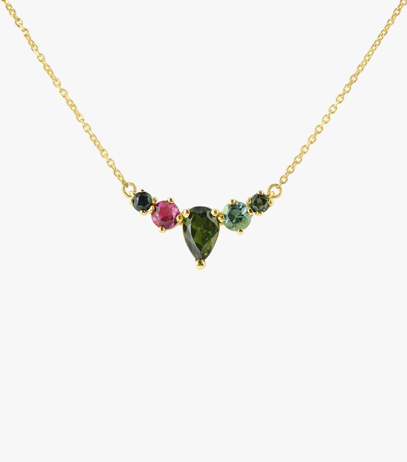 COLLAR DE ORO Y TURMALINA MULTICOLOR