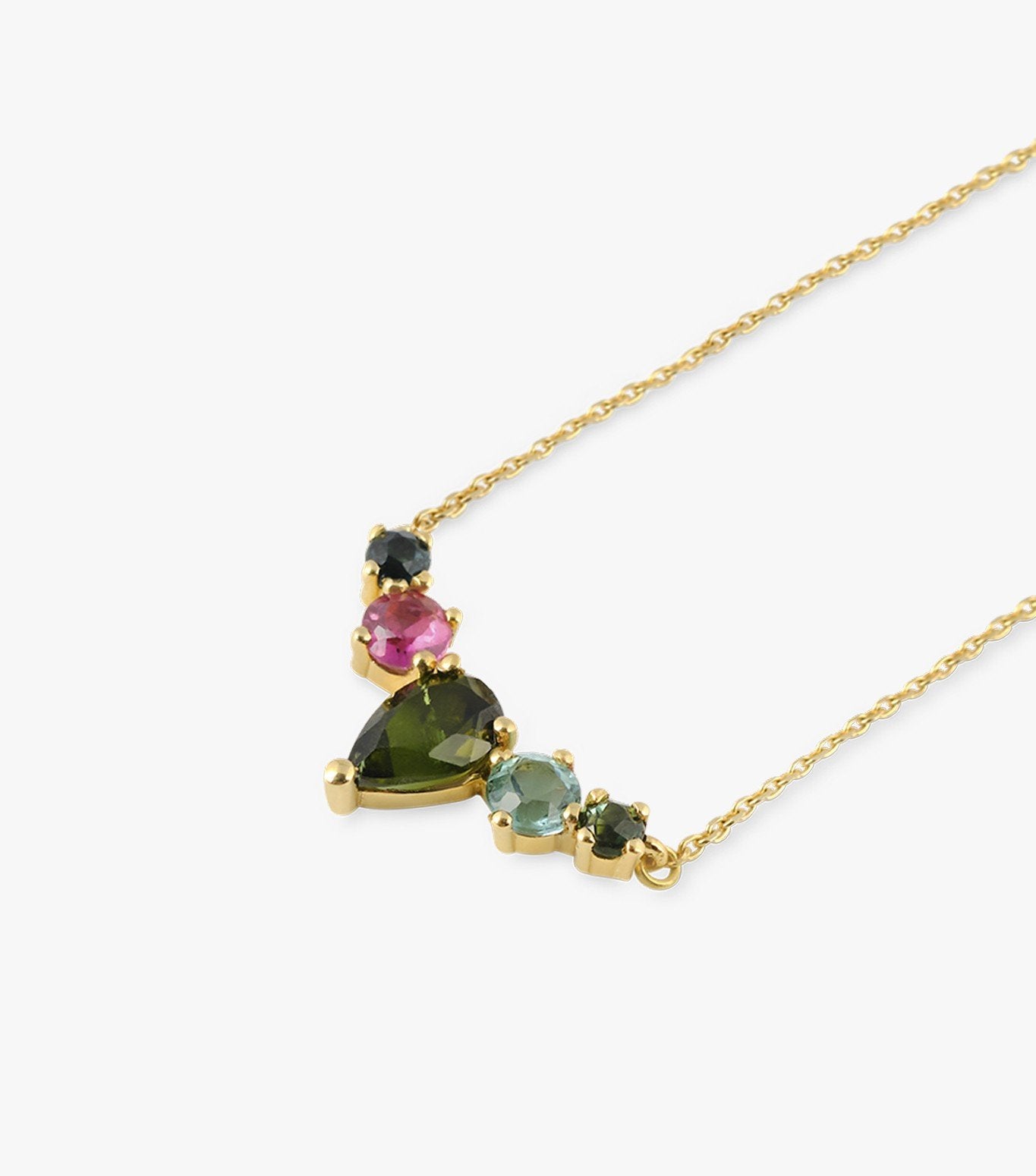 COLLAR DE ORO Y TURMALINA MULTICOLOR