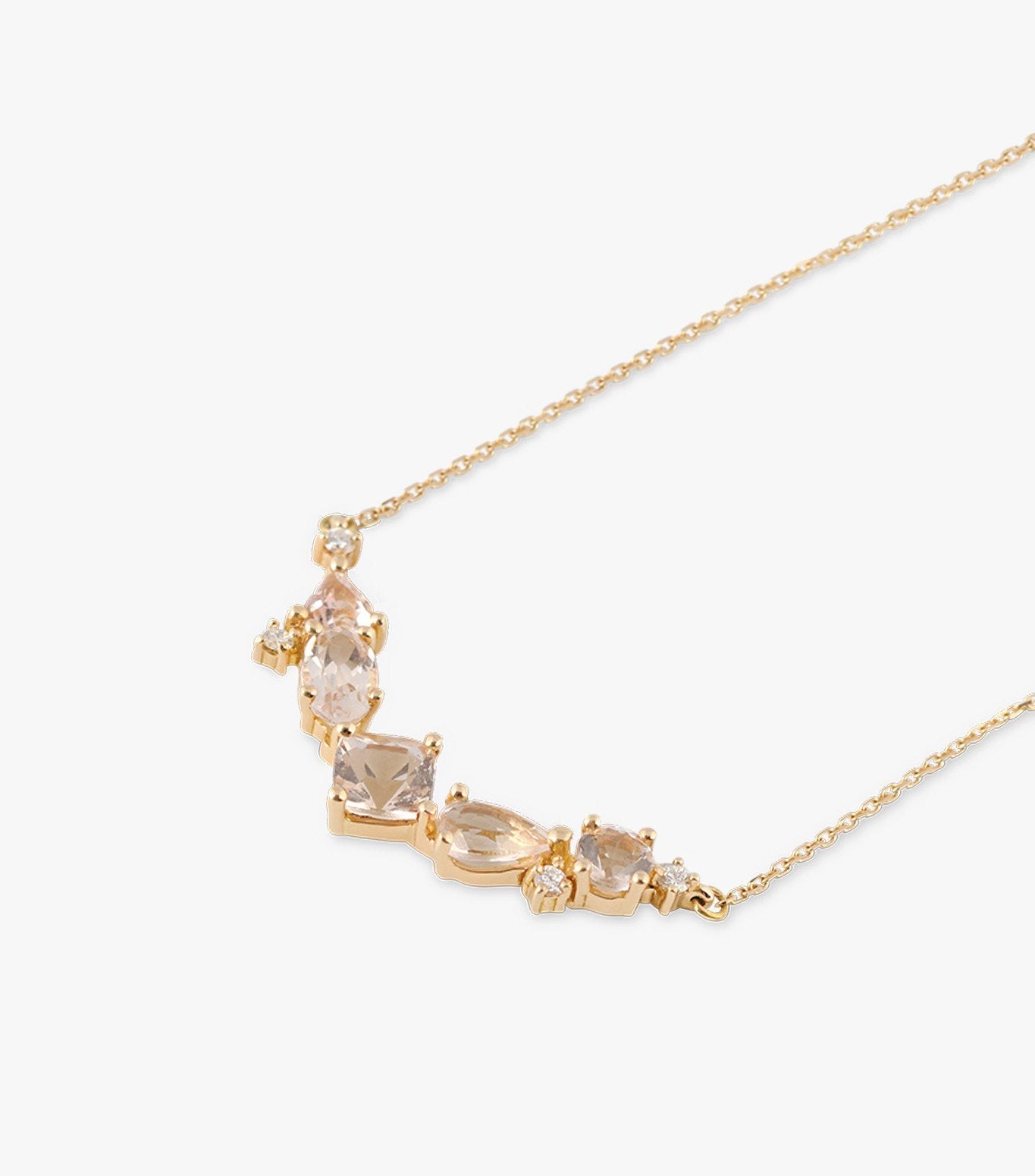 COLLAR DE ORO ROSA CON MORGANITA Y DIAMANTES