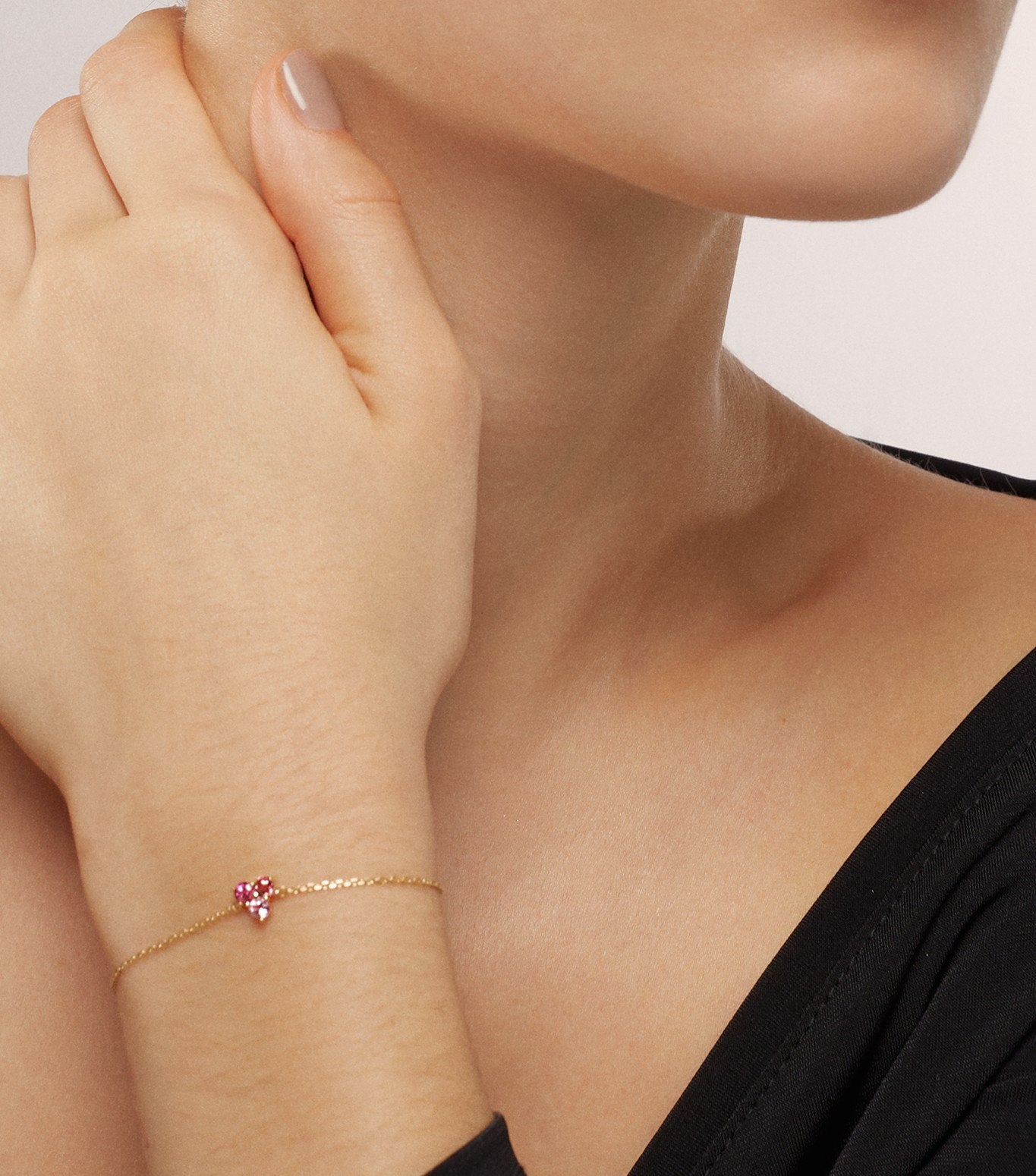 PULSERA DE ORO Y TRES TURMALINAS DEGRADE ROSA-LJ4.OA.41.GL.002.V