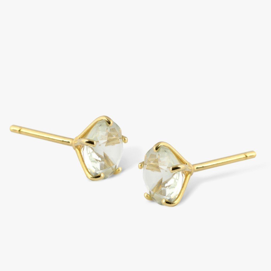 PENDIENTES DE ORO Y PRASIOLITA