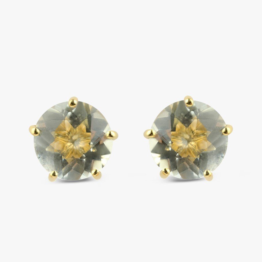 PENDIENTES DE ORO Y PRASIOLITA